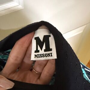 Missoni Black Top with Teal and Aqua Stripe Detail